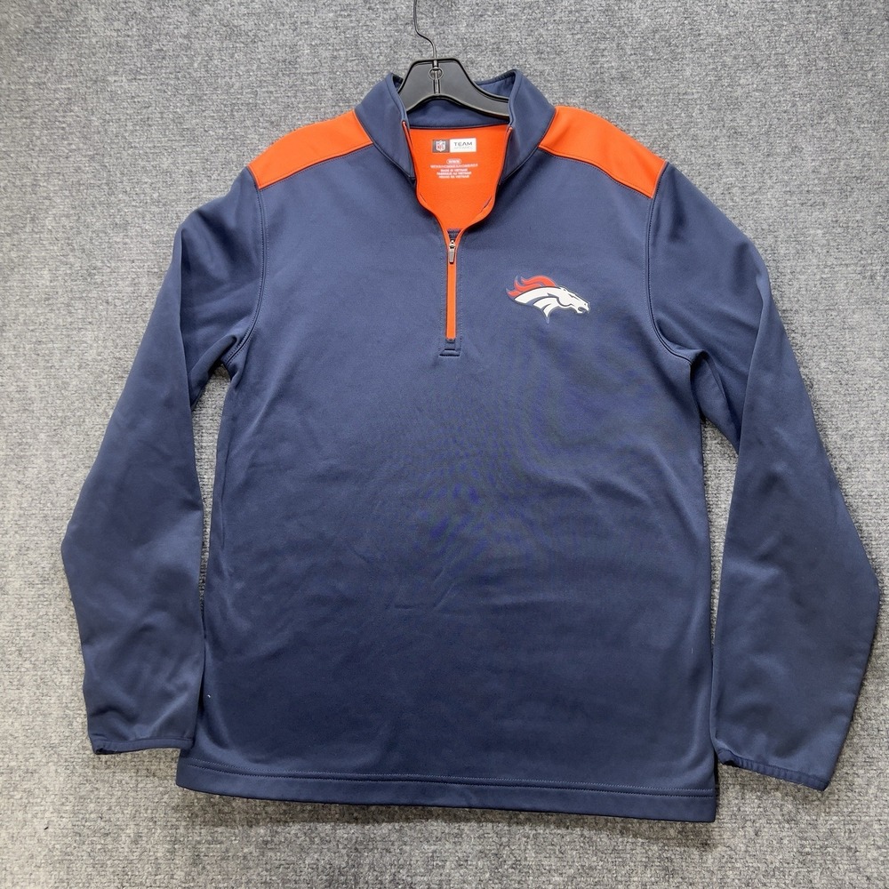 Denver Broncos Team Apparel NFL Men's Quarter-Zip Pullover New Blue Size Medium